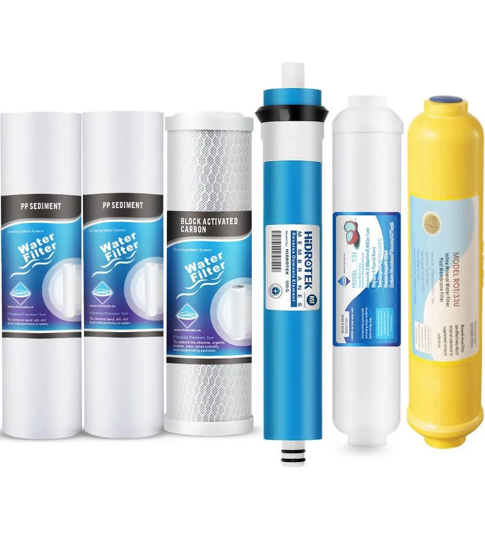 Kasečių rinkinys atvirkštinio osmoso sistemoms 6 pakopų su 100 GPD membrana (RO6)